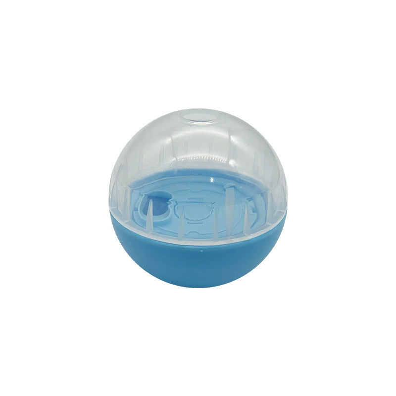 Blue interactive feeder toy ball with clear top half