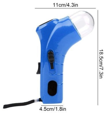 Blue interactive pet throwing toy with product size measurements