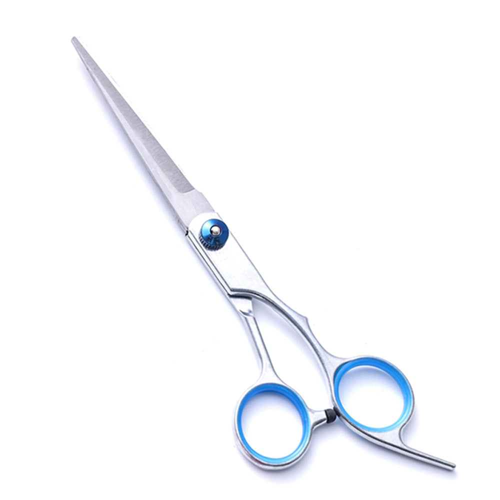 Single grooming scissor in blue circle style for dogs and cats