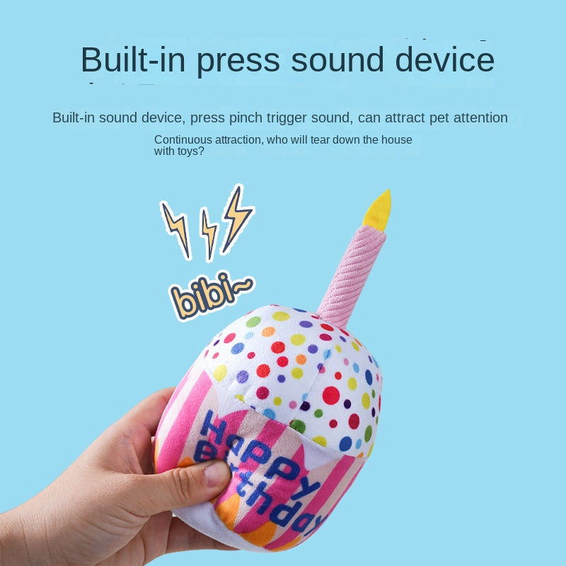Rainbow slice plush pet birthday cake toy with built-in press sound device