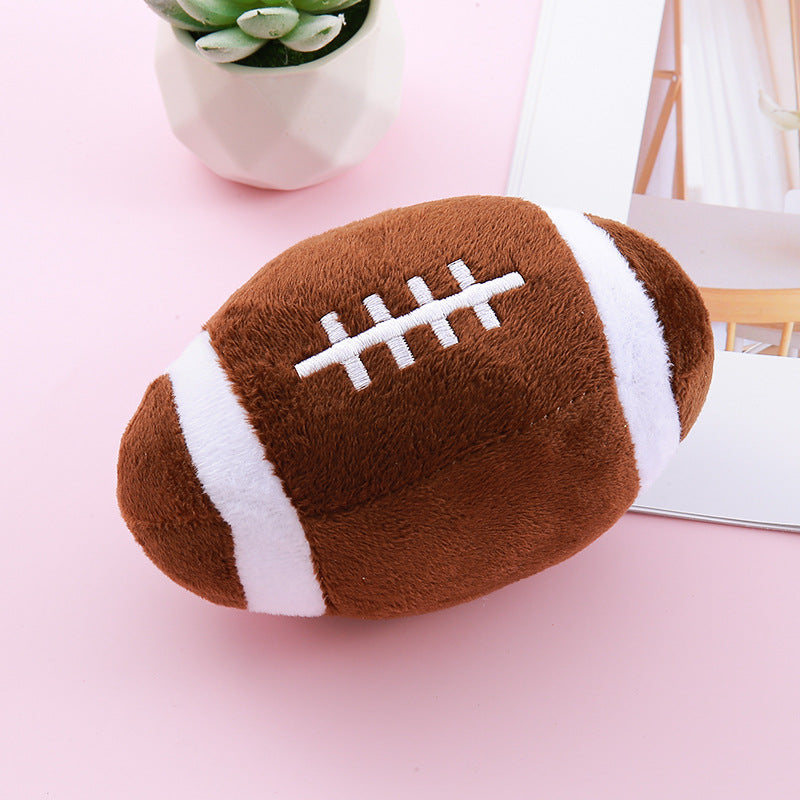 Brown football-shaped simulation dog toy side view