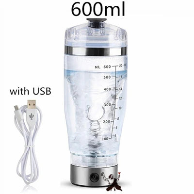 Electric stirring mug with 600ml measurement marks and USB feature