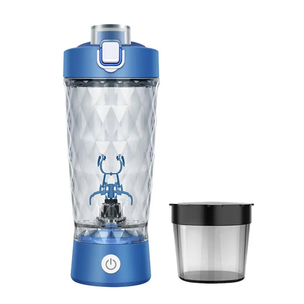 Blue LED Portable Wireless Shaker Bottle with detachable mixing cup for fitness drinks