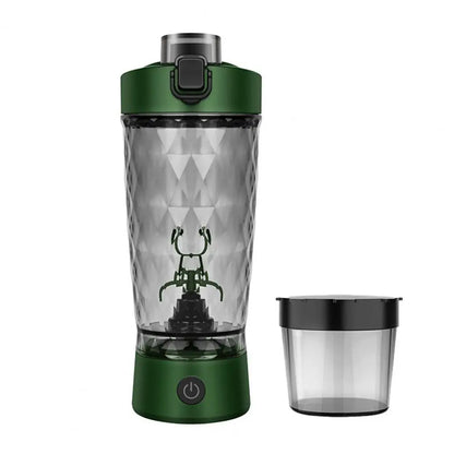 Green LED Portable Wireless Shaker Bottle with detachable mixing cup for protein shakes