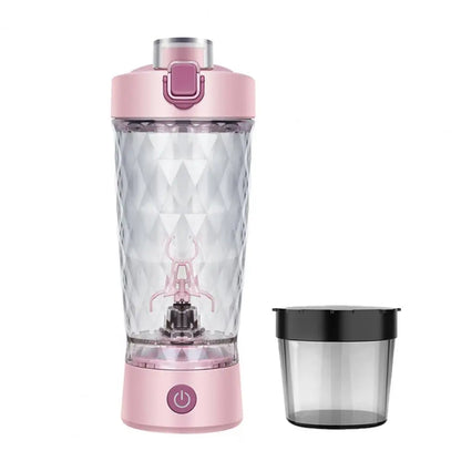Pink LED Portable Wireless Shaker Bottle with detachable mixing cup for smoothies and coffee