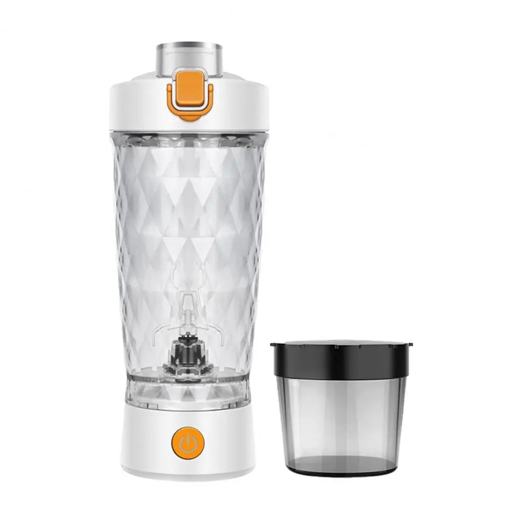 White LED Portable Wireless Shaker Bottle with detachable mixing cup for smoothies and coffee