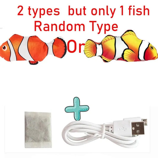 Product options showing two clownfish designs with USB cable and sachet included for random selection
