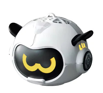 Spherical toy robot with a white body and black  and yellow details Bluetooth Speaker