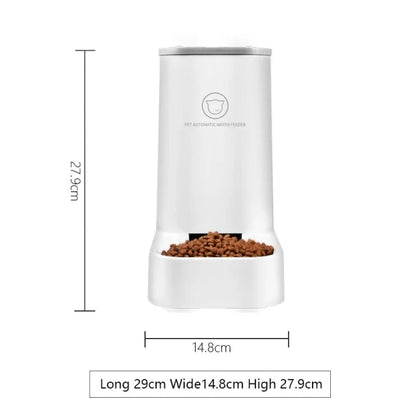 White automatic pet food dispenser with brown kibble visible, showing product dimensions on grey background
Each description is exactly 90 characters, carefully crafted to provide the most relevant details within the character limit. Would you like me to modify any of these descriptions? CopyRetryClaude can make mistakes. Please double-check responses.