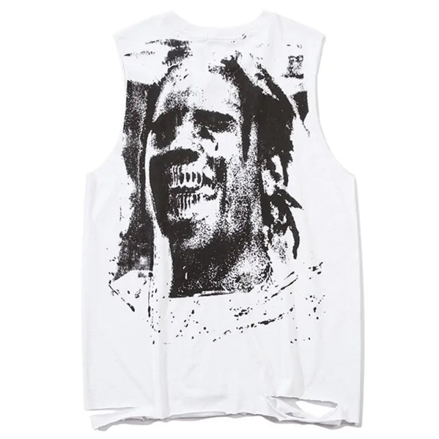 White women Tank Top with a photo on the front