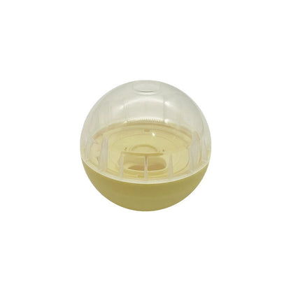 Yellow interactive feeder toy ball with transparent top section