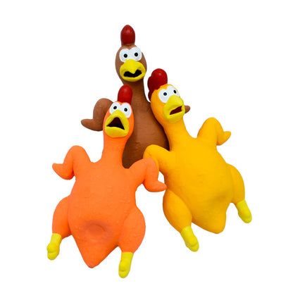 Set of latex scream chicken toys in yellow and orange variants