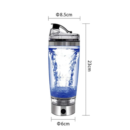 Electric stirring mug with size dimensions 27 cm height and 8.5 cm diameter