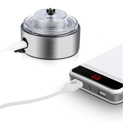 Close-up of stirring mug lid and detachable motorized base